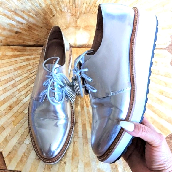 Loeffler Randall Shoes - Loeffler Randall Silver Callie Platform Oxfords